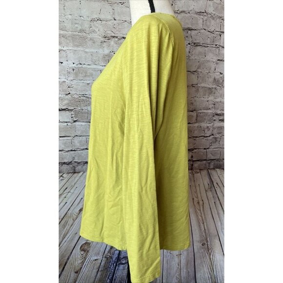 J Jill Women’s Long Sleeve Green Shirt Faux Wrap in Back Size L Petite - Picture 3 of 4